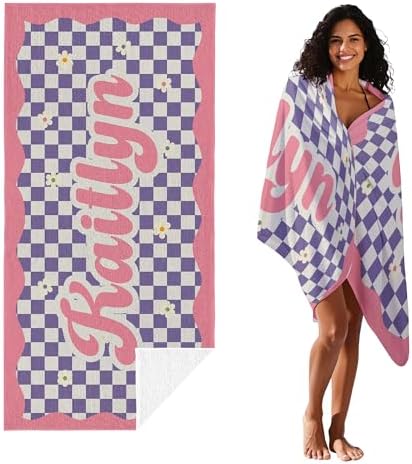 JML Personalized Beach Towel with Name, Custom Flower Beach Towel, Customized Microfiber Pool Towel, Quick Dry & Absorbent Swim Towel for Adult,Anniversary, Birthday, Summer Holiday,Vacation - Image 2