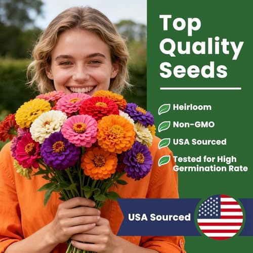 1000+ Zinnia Dahlia Seeds Flower Seeds for 2026 Planting, 0.35 Oz, 5 Varieties (Pink, Yellow, Orange, White, Purple), 10G Mixed Colors and Large Blooms, Open Pollinated - Bulk - Image 5