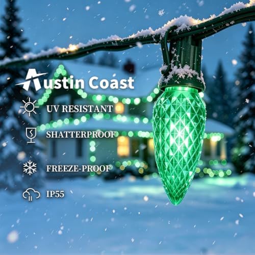 C9 LED Christmas Lights Outdoor Replacement Bulbs Green - Image 3