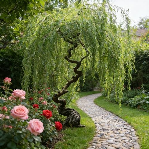 Dwarf Willow Tree Seeds for Planting, 25+pcs Perennial Willow Tree Seeds to Plant, Heirloom Non-GMO Beauty Bonsai Plants for Home Garden Outdoors by MIXRUGBACWATER