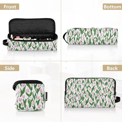 Hair Tools Travel Bag with Heat Resistant Mat 2-in-1 Hot Tools Travel Bag Organizer Flat Curling Iron Travel Case for Straightener Small Tulips Pink - Image 5