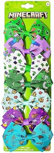 LUV HER Minecraft Kids Hair Bows - 7 Pcs 4 Inch Bundle - Hair Accessories Gift Set - Hair Bows for Kids - Multicolor Hair Clip with Alligator Clip - Ages 3 + by LUVHERKIDS