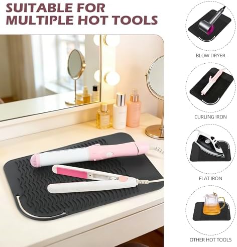 Silicone Heat Resistant Mat for Hair Tools, 11" x 7.5", Black - Image 6