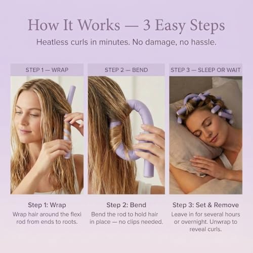 Andrea Grace Flexi Rods Foam Hair Rollers - 18 Flexi Rods -1/2" 5/8" 3/4" 1" Diameter- Professional Salon Quality Rubber Hair Rollers for Long, Medium, Short Hair, Hair Curlers to Sleep in for Women - Image 4