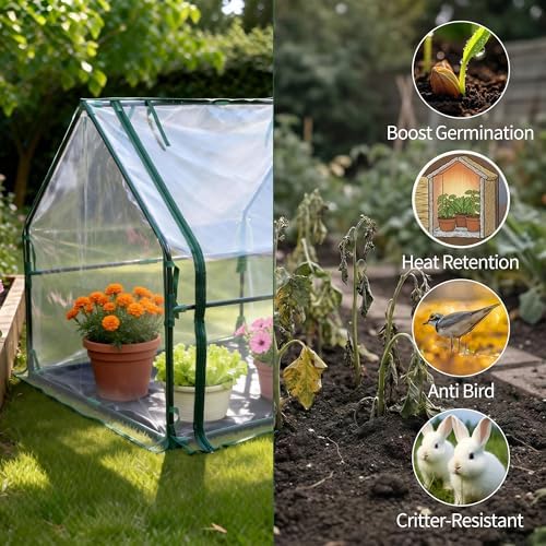 Mini Greenhouse 36"x36"x42" Plant Cover Tent Seed Starting Waterproof Floor Mat Small Plant Tent for Use on Patio Balcony Porch & Indoors/Outdoors - Image 4