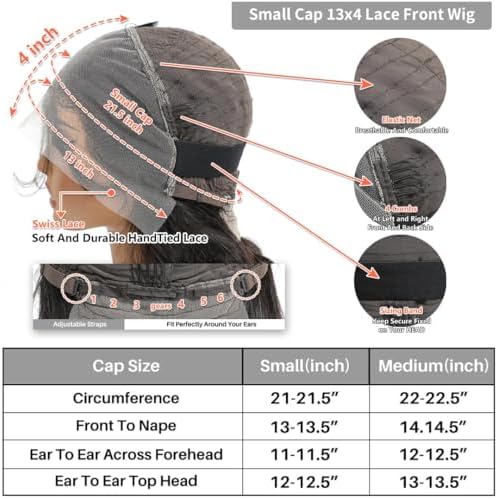 ALHER Small Cap Lace Front Wigs Human Hair Pre Plucked Body Wave, 13X4 HD Transparent Lace Frontal Wigs With Baby Hair 150% Density, Small Cap Size 21-21.5 Natural Black Wavy Wig for Black Women 20 IN - Image 3