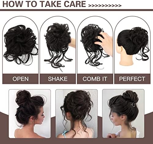 HMD 5 Pieces Messy Hair Bun Hairpiece Tousled Updo for Women - Image 5
