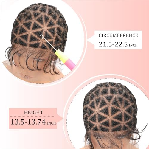 Braided Wig Cap with Baby Hair for Crochet Braids - Glueless Double Full HD Lace Wig Cap for Black Women (99-Triangel Sections) - Image 4