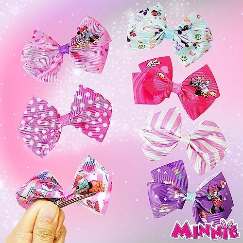 Disney Minnie Mouse Hair Bows - Hair Accessories Gift Set - Minnie Hair Bow - 7 Pcs 4 Inch Bundle - Hair Bows for Girls - Minnie on each clip - Alligator Clip - Ages 3 + - Image 6