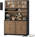 HOSTACK 75" Kitchen Pantry Storage Cabinet, Coffee Bar Hutch Cabinet, Brown by HOSTACK