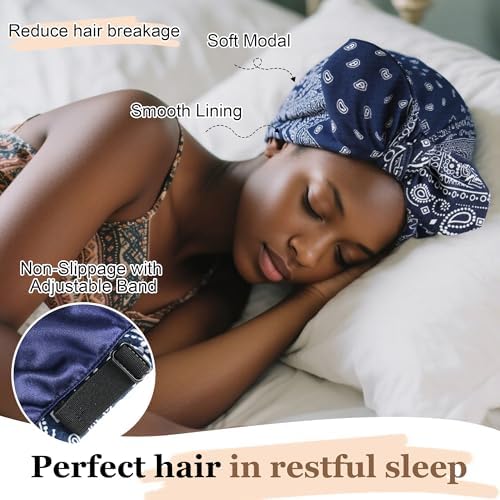Ababalaya Satin Lined Beanies for Women Chemo Headwear Sleep Cap - Image 2