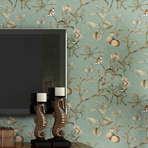 Q QIHANG Non-Woven Wallpaper 1.73' W x 32.8' L (Light Blue) by QQIHANG