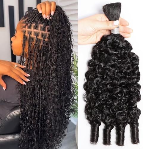 Lemoda 15A Human Braiding Hair for Boho Braids Burmese Curly Spiral Curly Ends Bulk for Daughter/Friend For Bohemian Knotless Braids 16Inch 1Bundles 100g/1Bundle No Weft Extensions by Lemoda