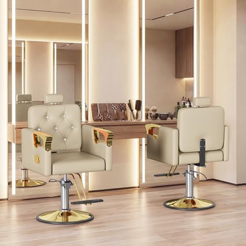 Barber Chair for Hair Stylists, Hydraulic Styling Chair with Heavy Duty Pump, 360° Swivel Barber Chairs with Reclining, Adjustable Headrest, Beauty Salon Equipment, 330 Lbs - Image 2