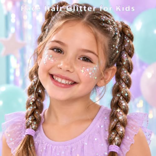 Mysense Rainbow Glitter Stick,Face Hair Body Glitter for Halloween Cosplay Mermaid Costume,Sparkling Chunky Glitter Makeup,Singer Concert Festival Rave Outfit Accessories for Women and Kids - Image 2