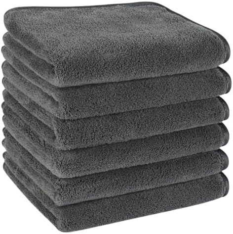 KinHwa Gray Bathroom Hand Towels, Microfiber Face Towels, 11x20 Inch by KinHwa