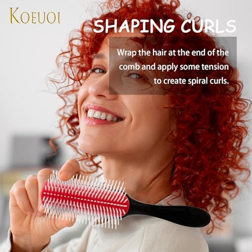 2 Pcs 9 Row Classic Styling Curly Hair Brush for Detangling, Separating, Shaping. For Women and Men Wet or Dry Hair. - Image 3