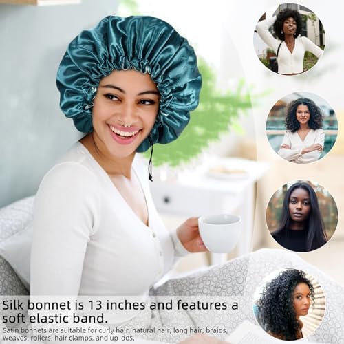 Edoneery Satin Bonnet for Sleeping Women, Double Layer Adjustable Sleep Cap - Image 4