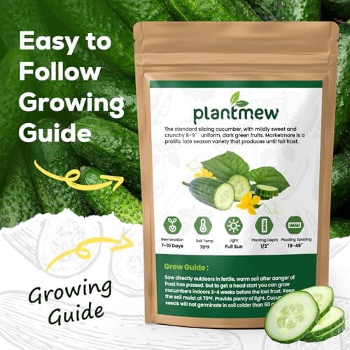 Marketmore Cucumber Seeds for Planting - 100 Heirloom Seed Packet - High Yield Slicing Cucumber for Home Garden, Indoor/Outdoor - Image 3