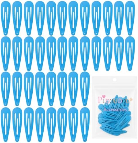 Teal Blue Hair Clips, 2 Inch Metal Snap Clips 40 Pack by PIDOUDOU
