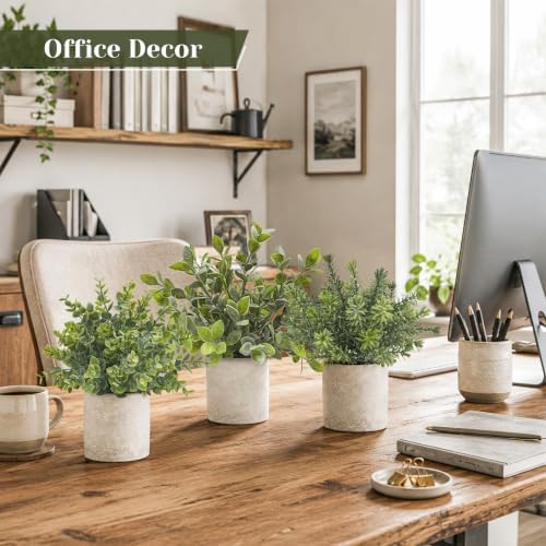 Der Rose 3 Pack Fake Plants Artificial Plants for Office Bathroom Decor - Image 3