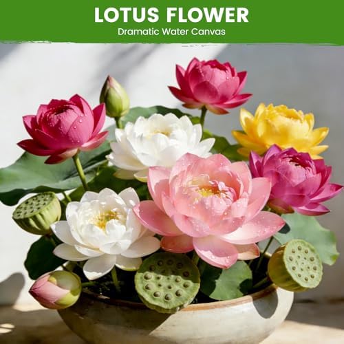 30 PCS Lotus Seeds for Planting in Water - Mixed Color Bowl Lotus Seeds, Live Pond Plant Water Lily Seeds for Indoor Bonsai, Koi Pond, Outdoor Ponds & Garden - Image 2
