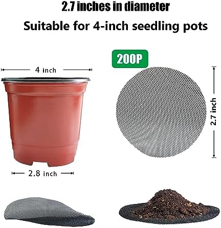 RooTrimmer 200 Pack 68MM, 2.7 inch Round Mesh Nets for Block Soil Leaking of 4 inch Nursery Pots(or Other Pots Bottom Around 2.7") - Image 2