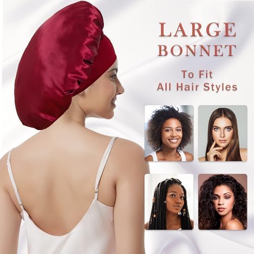 2pcs Satin Bonnet for Sleeping, Silk Hair Sleep Bonnets for Women - Image 5