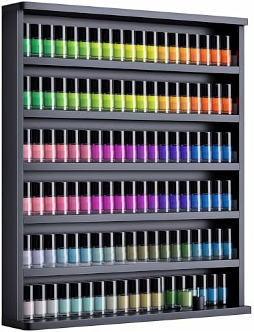 Kikihouse Wood Nail Polish Rack,6 Layers Wall Mount Nail Polish Organizer by Kikihouse