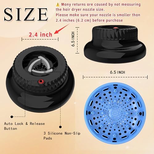 Universal Portable Blow Dryer Diffuser for Curly and Natural Wavy Hair, Hair Dryer Diffuser for Curly and Natural Wavy Hair (Black&Blue) - Image 3