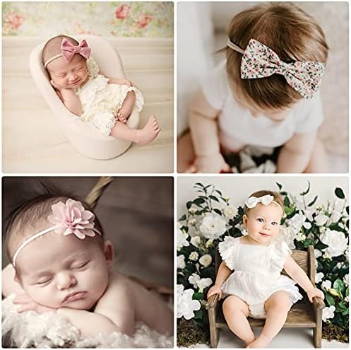 BQUBO Baby Girl Headbands with Bows Nylon Hairbands Handmade Hair Accessories for Newborn Infant Toddlers 10 Pack - Image 2