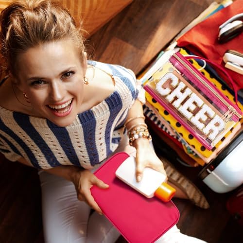Geetery Medicine Pill Bag Clear Cosmetic Makeup Bag with Zipper Hot Pink - Image 6