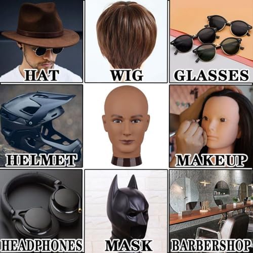 Bald Mannequin Head Brown Female Professional Cosmetology Training Mannequin Bald for Wig Making and Display Afro American Mannequin Head with Free Clamp Stand (brown-02) - Image 7