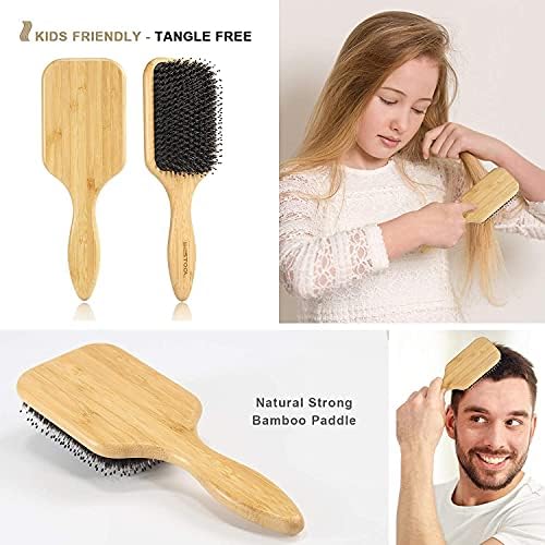 BESTOOL Hair Brush, Boar & Nylon Bristle Brush for All (Women, Men, Kids) Wet/Dry Hair, Massaging Detangling, Enhance Shine & Health (Square, Black) - Image 5