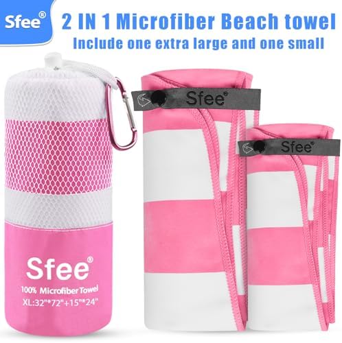 Sfee 2 in 1 Microfiber Oversized Beach Towel, Quick Dry Towel Travel Towel Camping Towel Super Absorbent Compact Lightweight Sports Gym Towels for Beach,Gym, Hiking, Pool, Backpacking, Bath, Yoga - Image 5