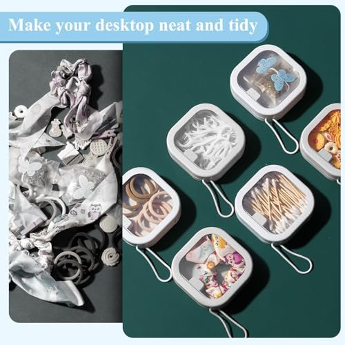 Kathfly 2 Pack Hair Tie Organizer Portable Hairband Holder Portable Hair Accessories Organizer Hanging Storage Container for Cotton Swab Bobby Pin Small Items on Desktop(White) - Image 6