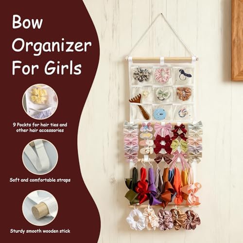 Headband Holder Bows Organizer for Girls | High Capacity Wall Mounted Hair Accessories Organizer Holder for Hair Bows & Clips | Girls Room Wall Decor - Image 3
