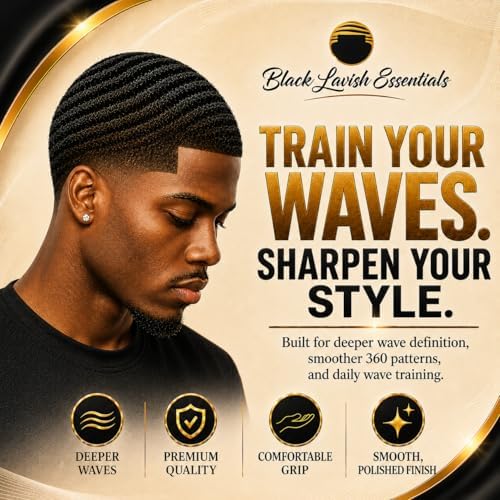 360 Wave Brush, Build Deeper Waves, Soft & Hard Boar Bristle Curved Brushes (Soft Brush, Black) - Image 5