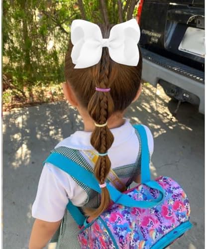 2 PCS 6inchs Hair Bows for Girls Grosgrain Ribbon Hair Bow Alligator Clips Hair Accessories for Baby Girls Toddlers(White) - Image 3