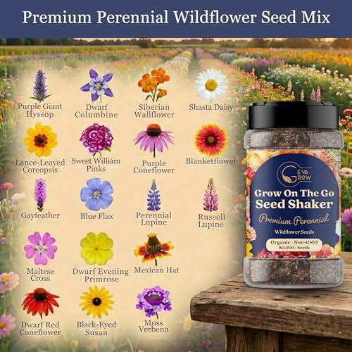 Wildflower Seed s – Perennial Flower Seeds Mix to Plant Anywhere, by Geva Grow | 12-Type Beautiful Perennial Wildflower Seeds Bulk 90,000+ Seeds, 2 Ounce, No Messy Packets - Image 2