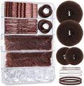 YGDZ 200 PCS Hair Bun Maker Set, 4 Pcs Hair Donuts, 10 Pcs Brown Hair Nets for Buns, 80 Pcs Bobby Pins for Women, Girls, Elastic Ties, Dance Hair Accessories, Ballet Bun Kit, Brown by YGDZ