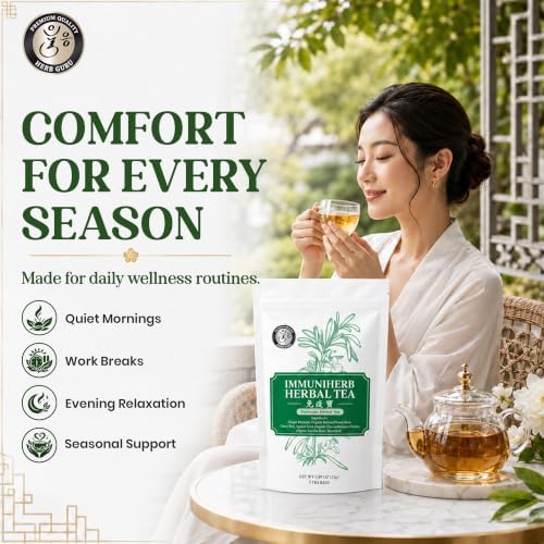 Herb Guru Herbal Tea, Immune Defense Ginger & Mint, 5 Bags (50 Cups) - Image 4