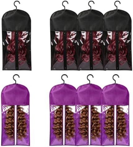 6PCS Wig Storage Hair Extensions Holder 3PCS Black & 3PCS Purple Color by NEYQ