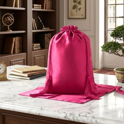 4Pcs Satin Wig Bag, Shimmeroo Wig Storage Bags with Drawstring Tassel - Image 6