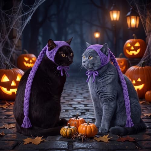 Thiccywoov 2 Pcs Costume Pet Wigs for Dogs Cats, Hats Purple - Image 6