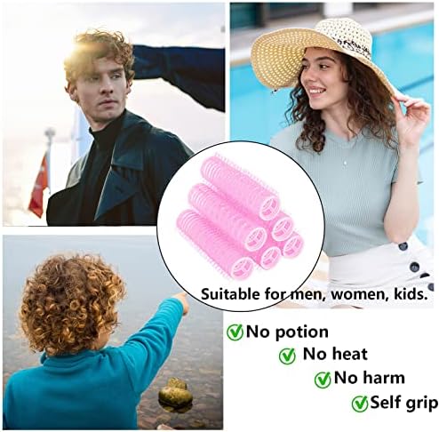 18PCS Self Grip Small Hair Curlers Heatless Roller Hair Curlers Pro Salon Hairdressing Curler DIY Curly Hairstyle Hair Rollers Tools Rat Tail Comb for Women Medium Short Hair(Pink) - Image 3