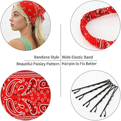 TOBATOBA Hairband, 5 Pcs Bandanas for Women Elastic Headbands, Hair Kerchief Head Scarf, Non Slip Paisley Headbands Hair Accessories for Women Girls - Image 3
