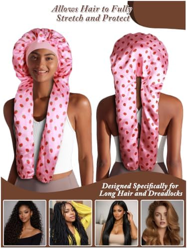 2pcs Satin Pantyhose Bonnet for Braids, Long Hair Bonnet for Women Sleeping - Image 4