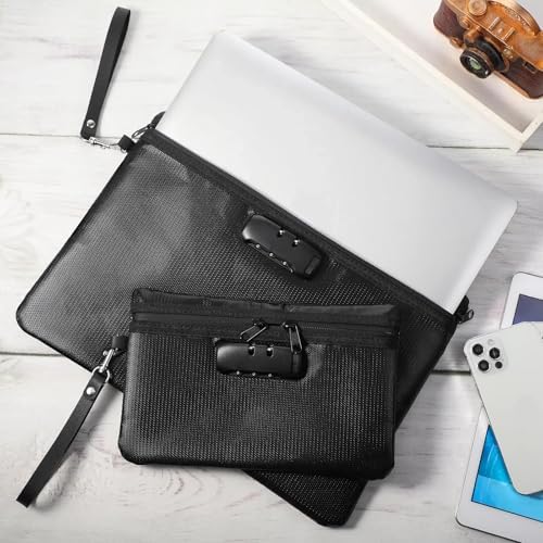 Nezyo 2 Pcs Fireproof Document Bag with Lock, Waterproof Money Pouch,Black - Image 5