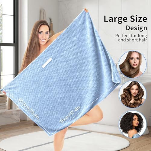 my novel things Large Microfiber Hair Towel for Women Long Curly Hair 2PK - Image 3